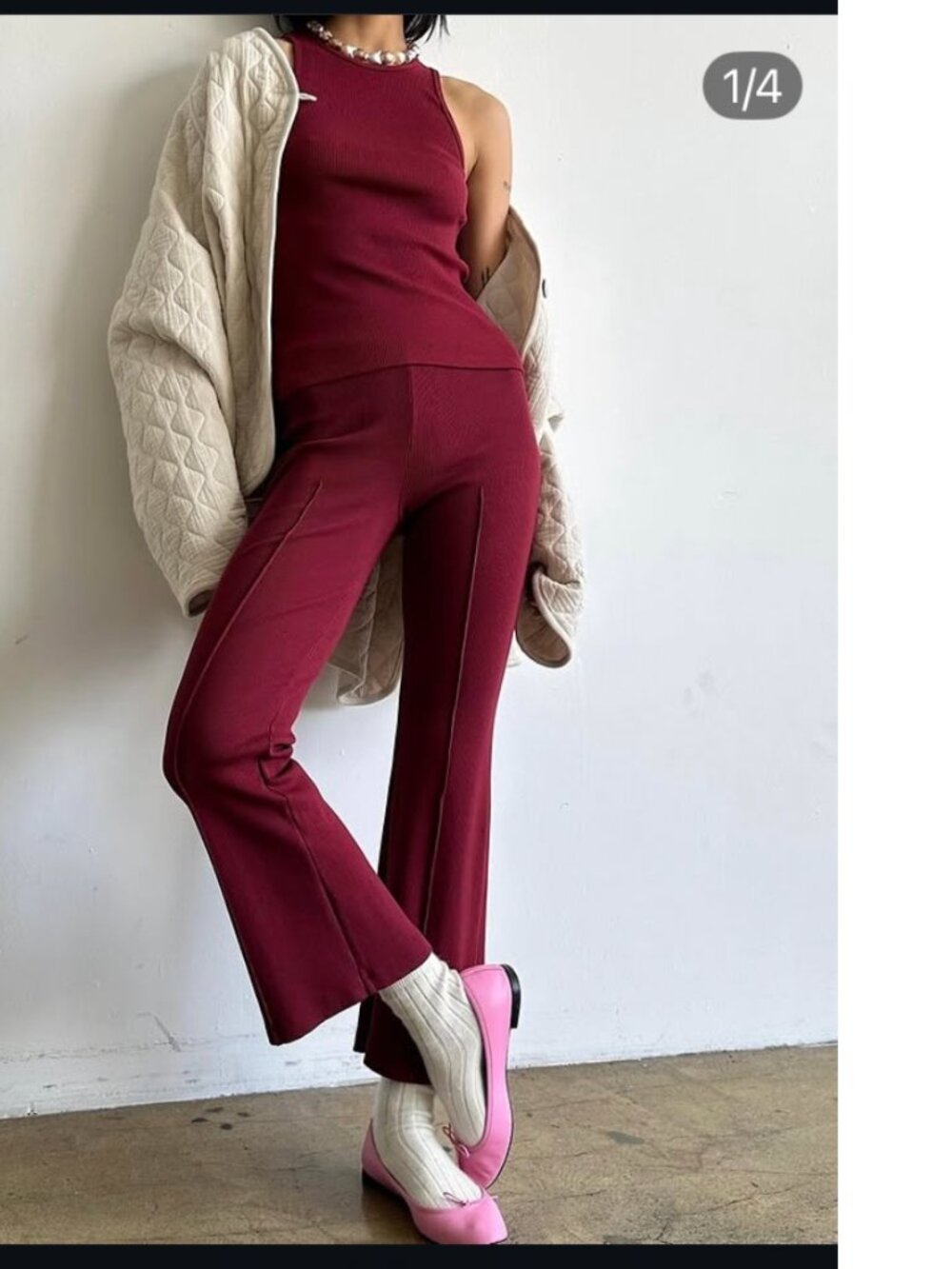 NWT DONNI ribbed tank in rouge Size:Medium
